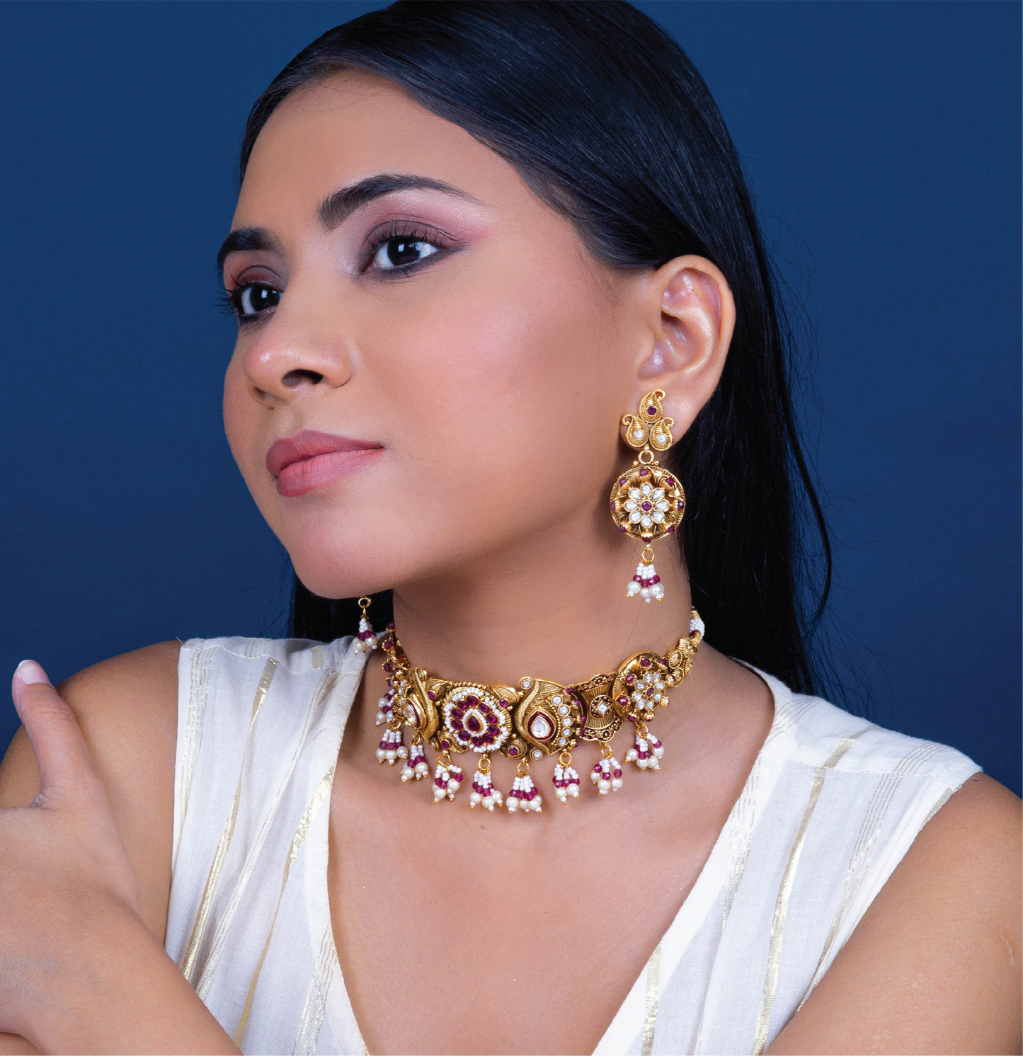 Crimson Gold Kundan Choker