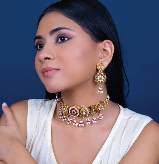 Crimson Gold Kundan Choker