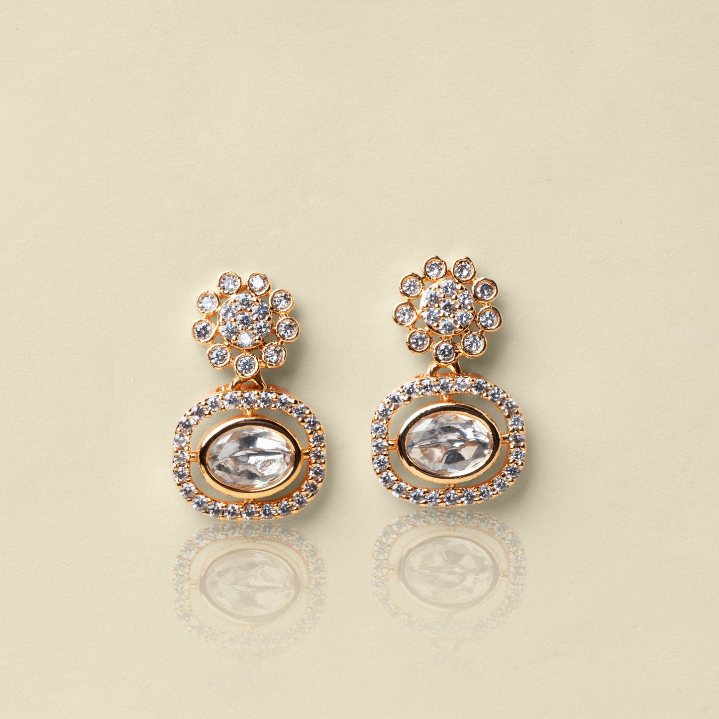 Floral Elliptic Kundan studs