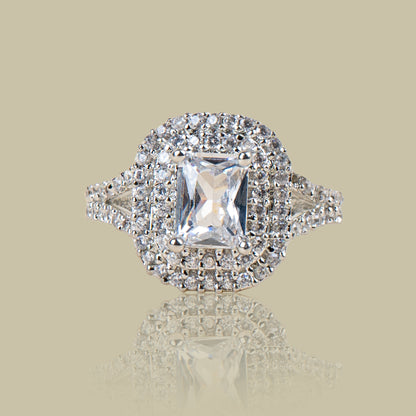 Square Solitaire American Diamond Ring