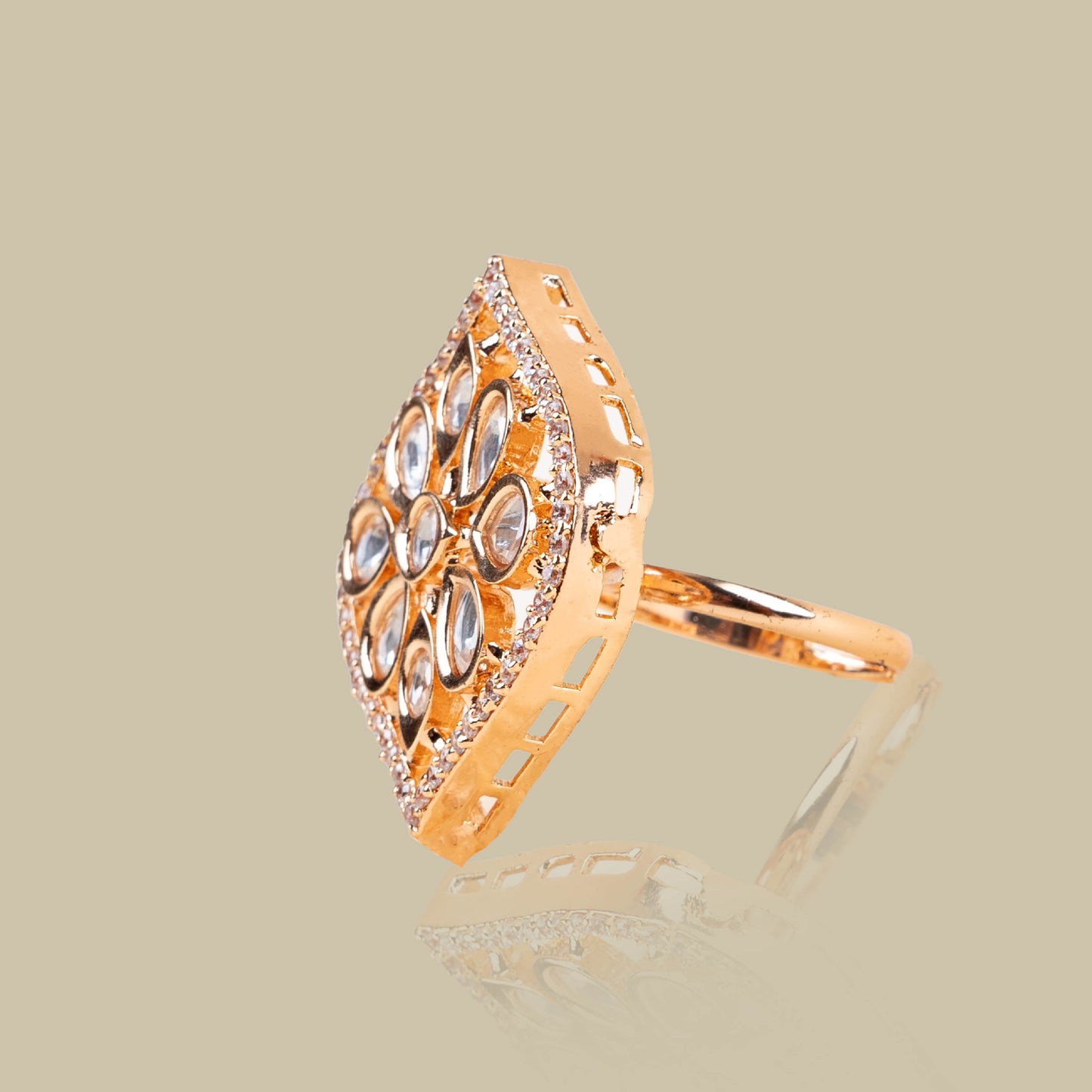 Lotus Radiance Kundan Ring