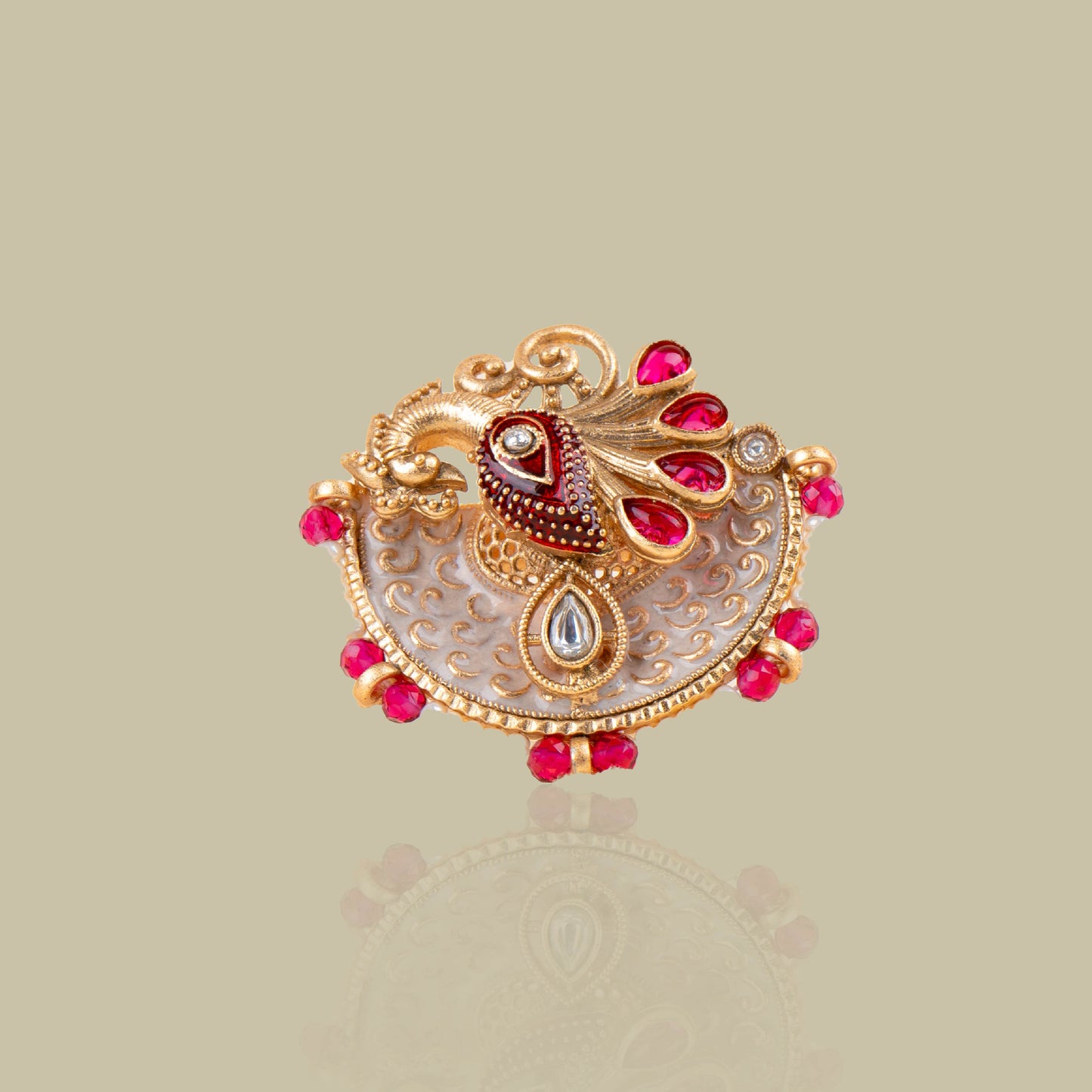 Royal Peacock Kundan Ring