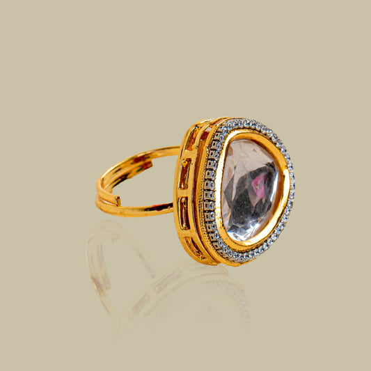 Moonstone Halo Kundan Ring