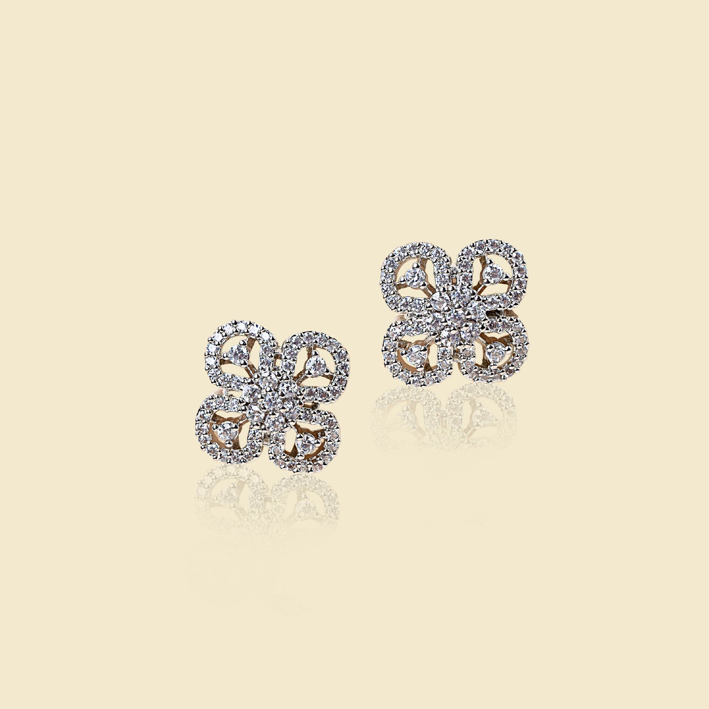 Minimalist American Diamond Floral Studs