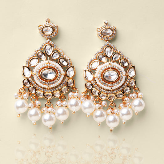 Pearl Tassel Kundan Earrings