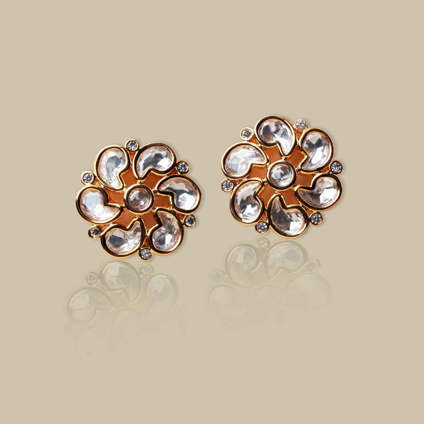 Crystal Lotus Blossom Kundan Studs