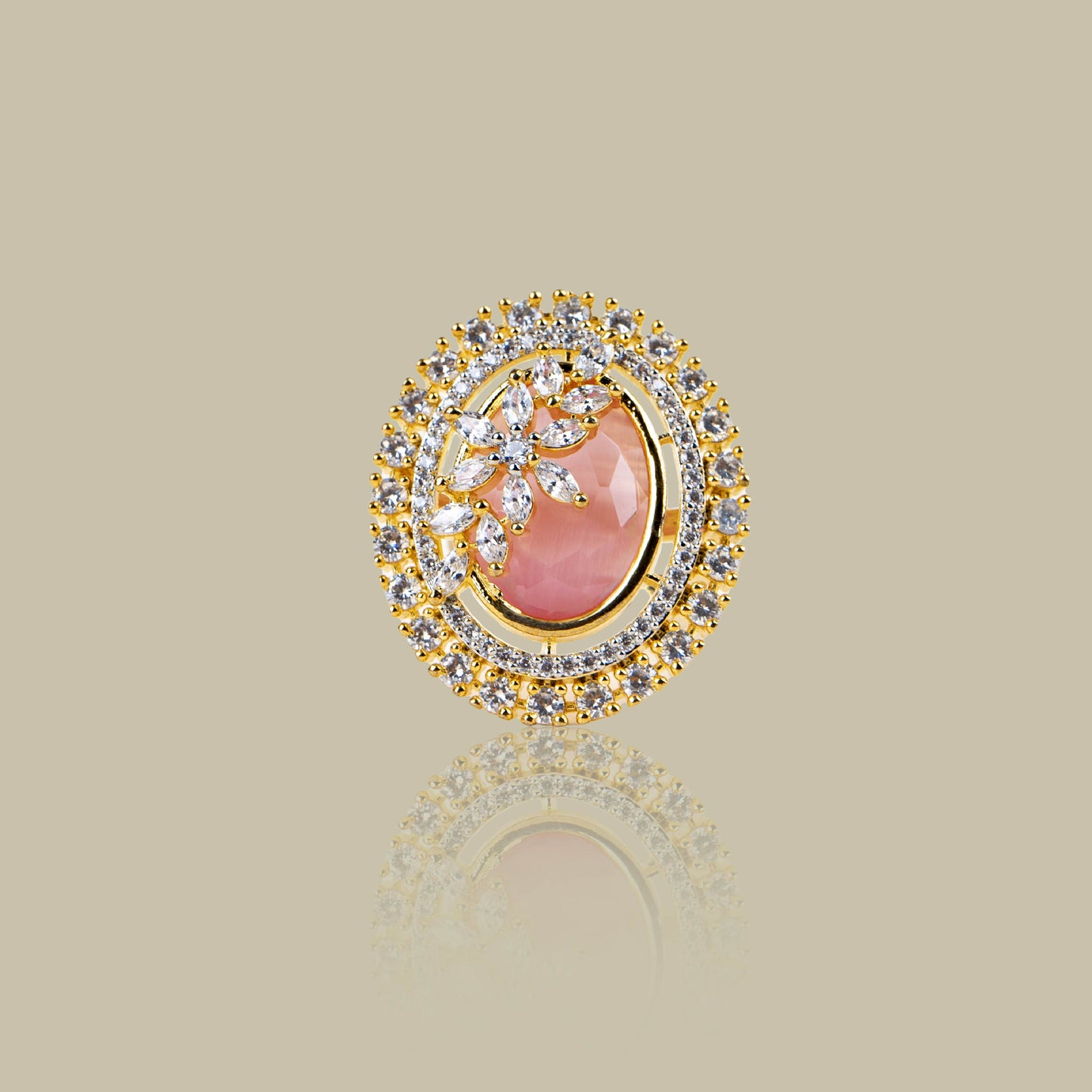 Floral Gem American Diamond Cocktail Ring