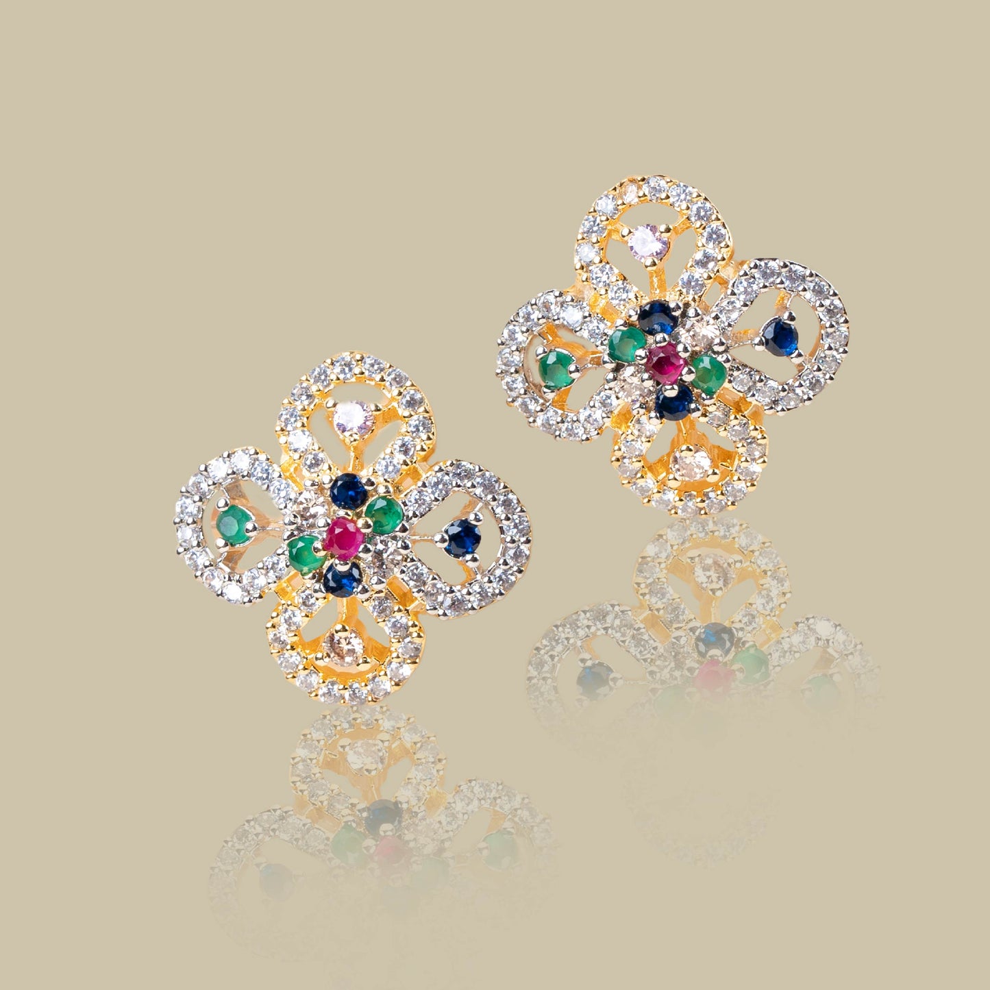 Minimalist American Diamond Floral Studs