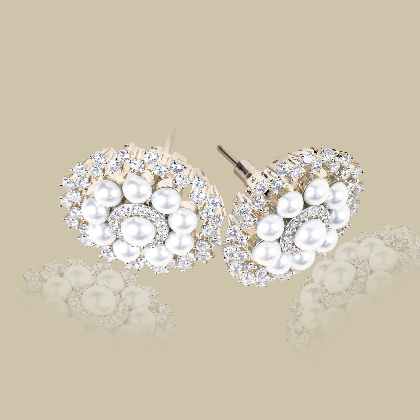 Pearl Embedded American Diamond Studs