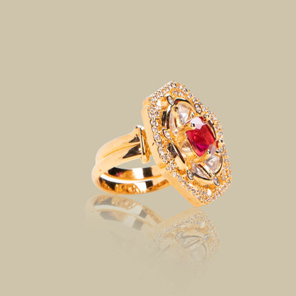 Ruby Blossom Kundan Ring