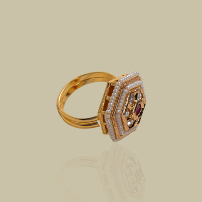 Hexagon Haven Kundan Ring