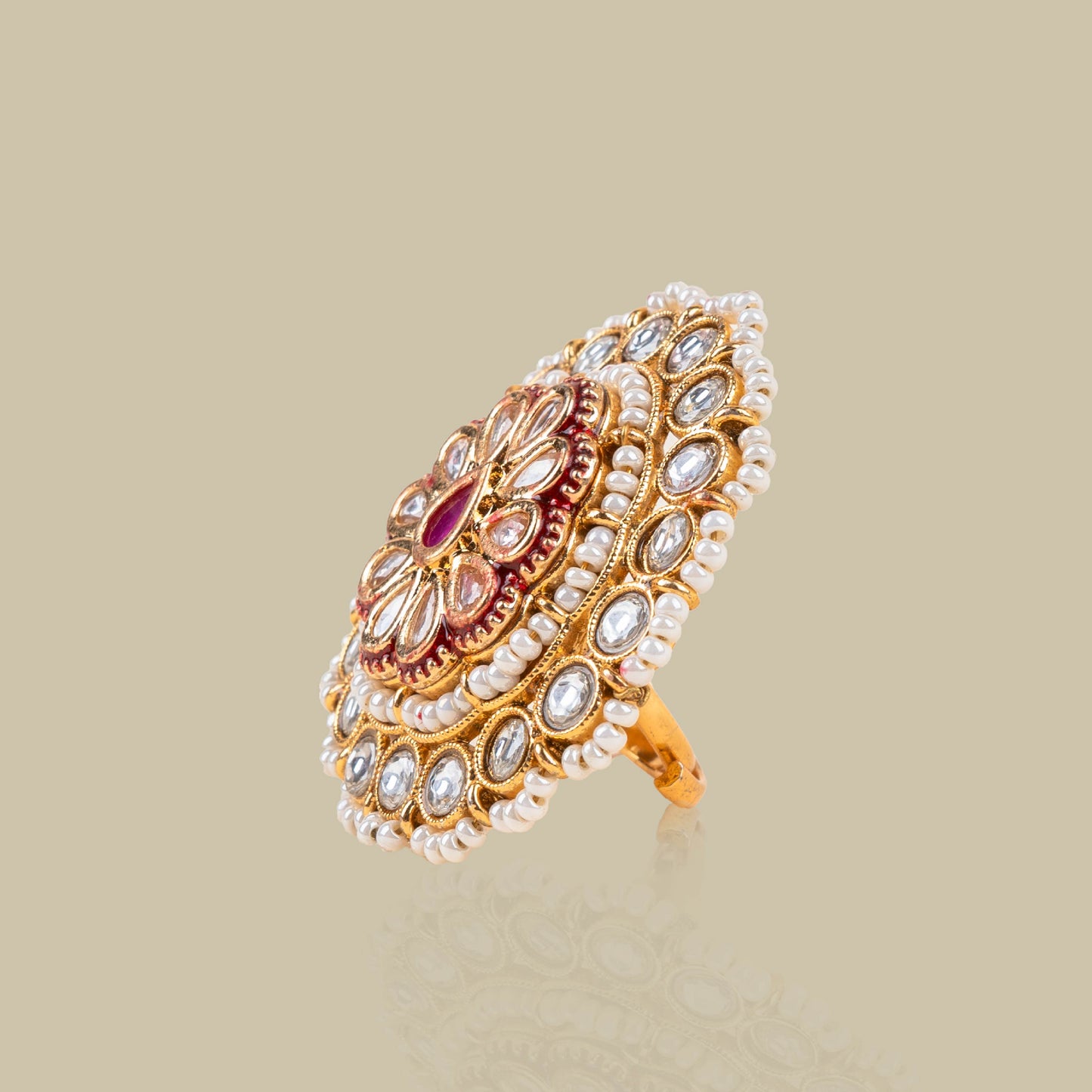 Mandala Statement Kundan Ring