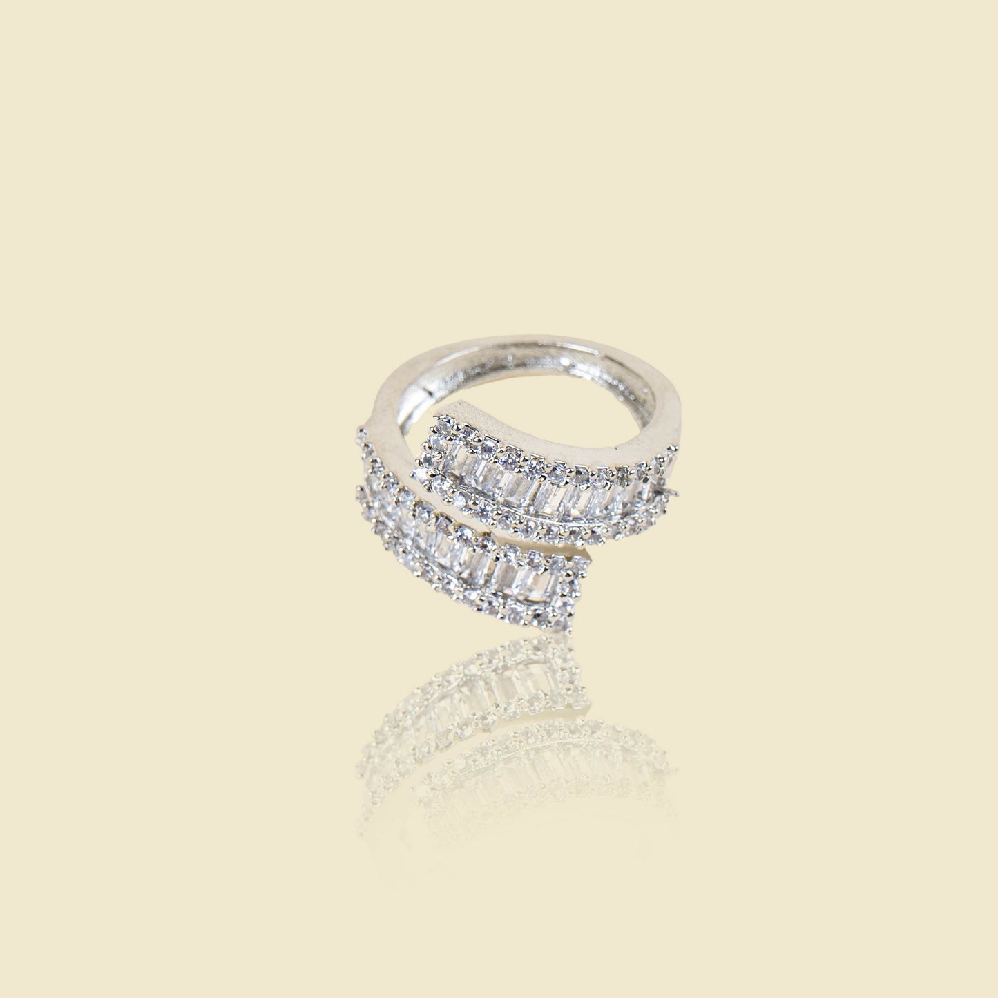 Zig Zac Crossover American Diamond Ring