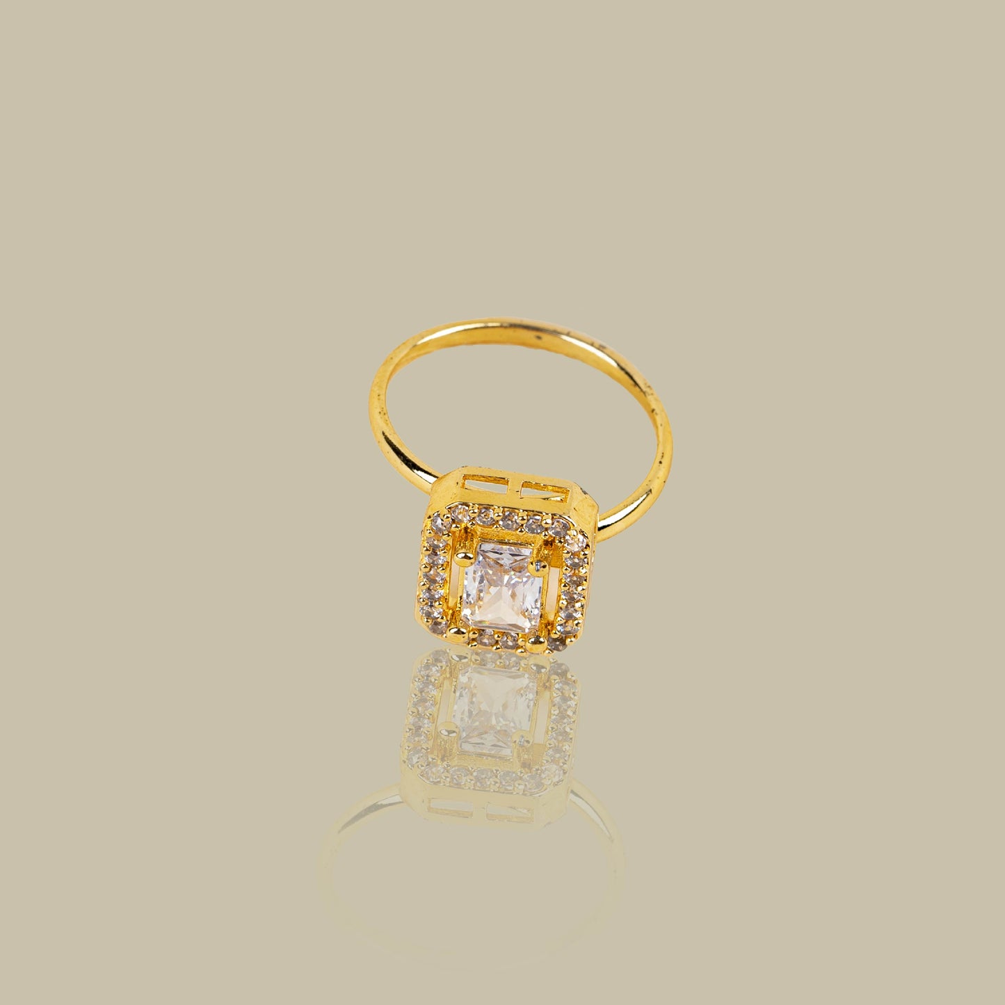 Gleaming Solitaire American Diamond Ring