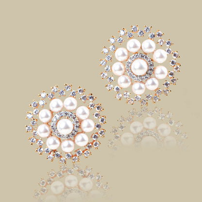 Pearl Embedded American Diamond Studs