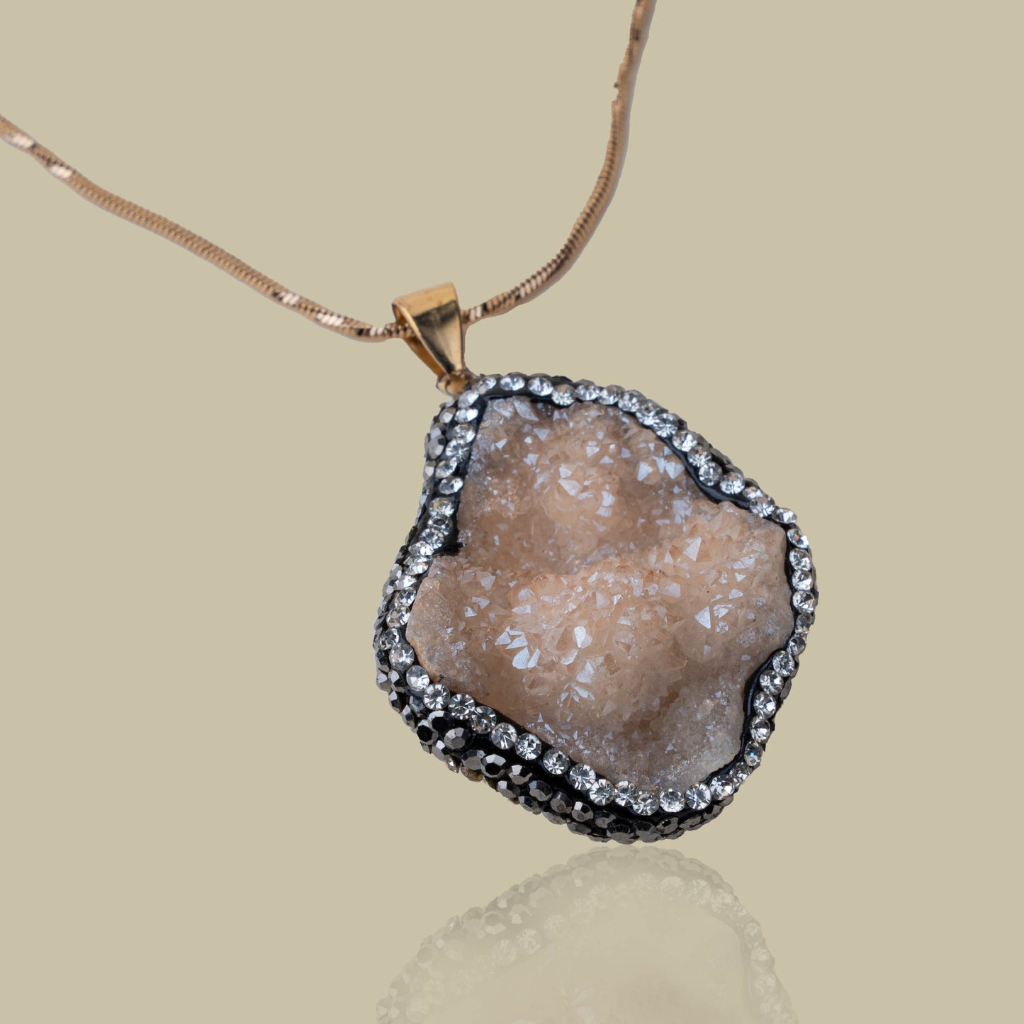 Peach Geode Druzy Stone Pendant