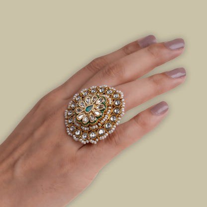 Mandala Statement Kundan Ring