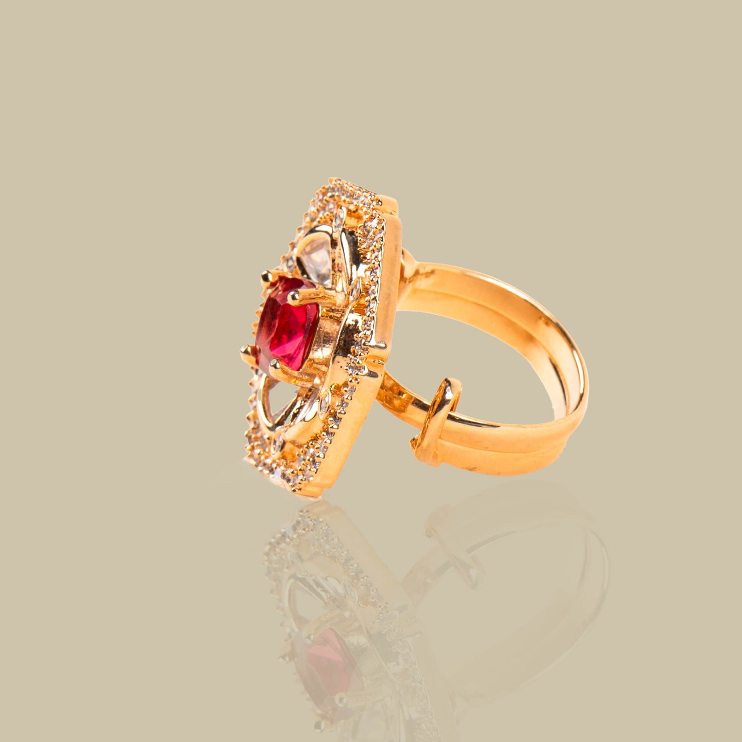 Ruby Blossom Kundan Ring