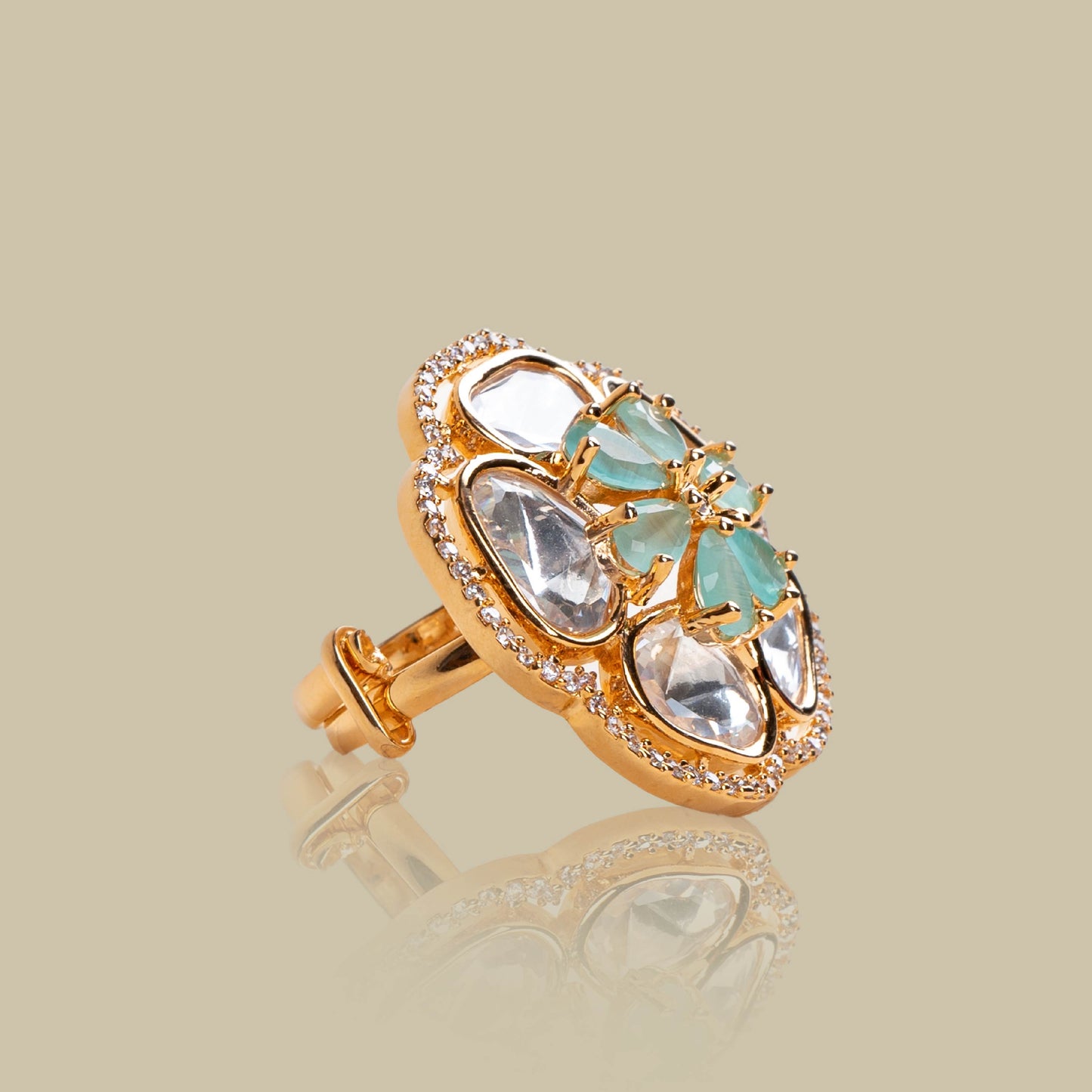 Lotus Blossom Kundan Ring