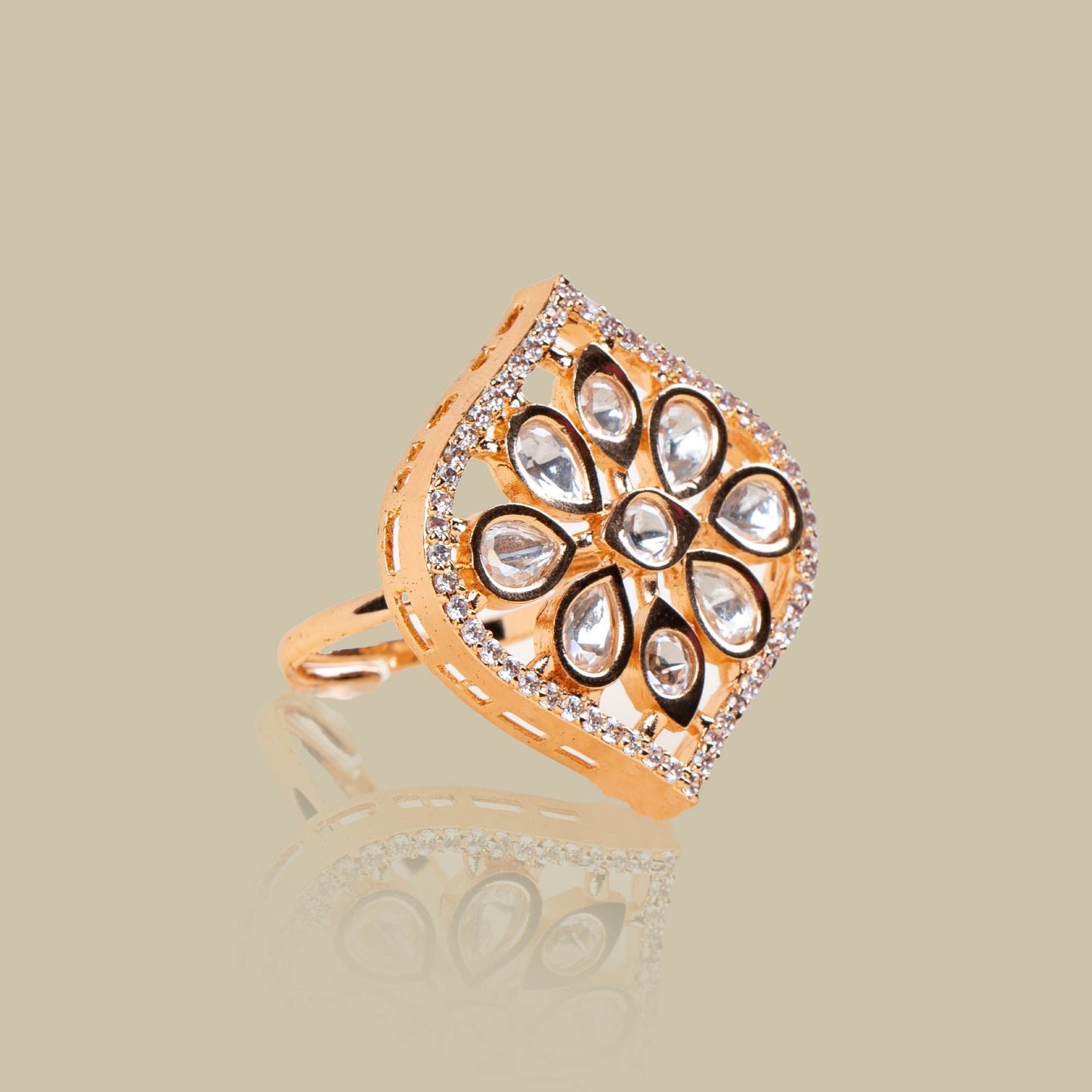 Lotus Radiance Kundan Ring