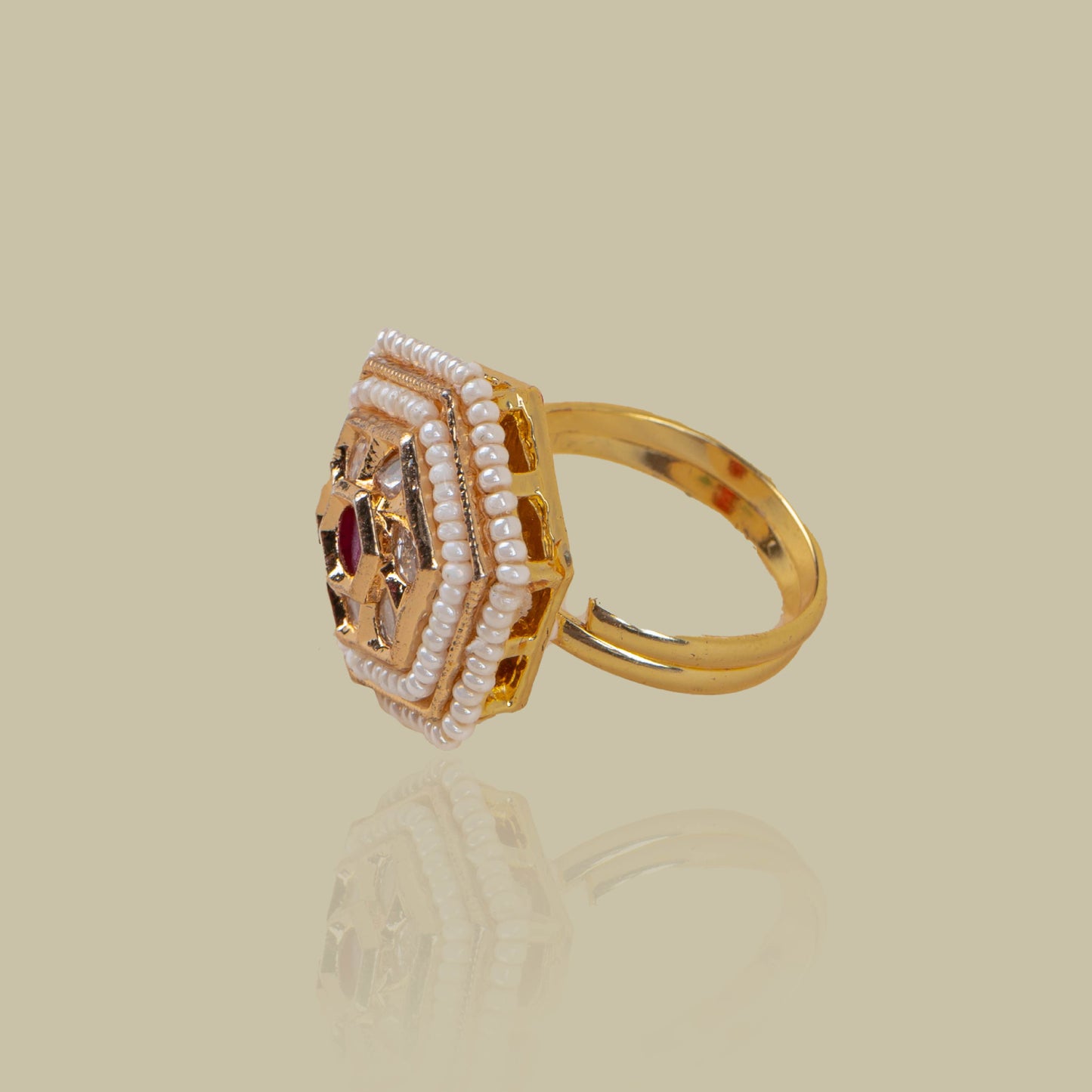 Hexagon Haven Kundan Ring