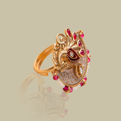 Royal Peacock Kundan Ring