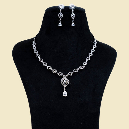 Sleek Twirly American Diamond Necklace