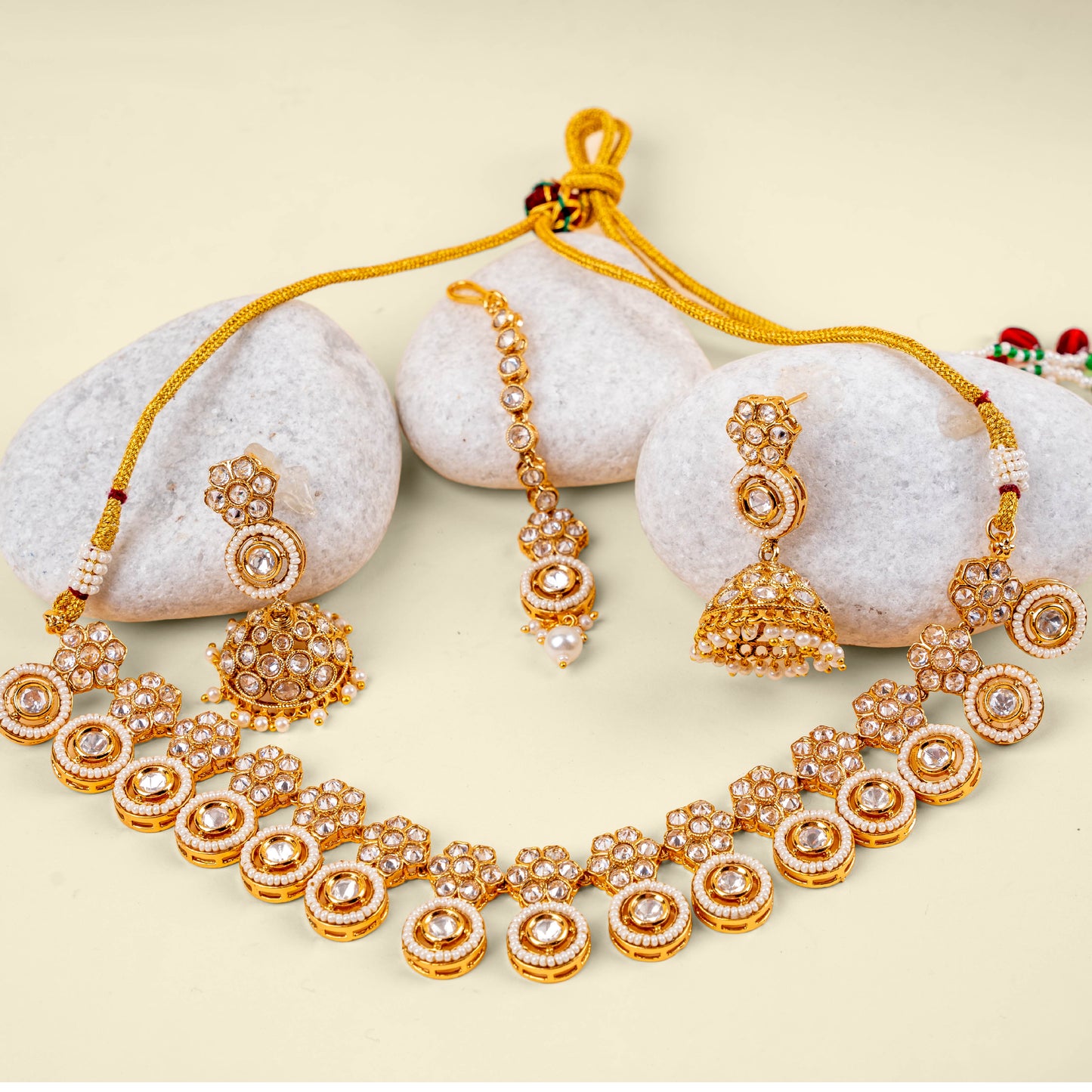 Floral Ring Kundan Necklace Set