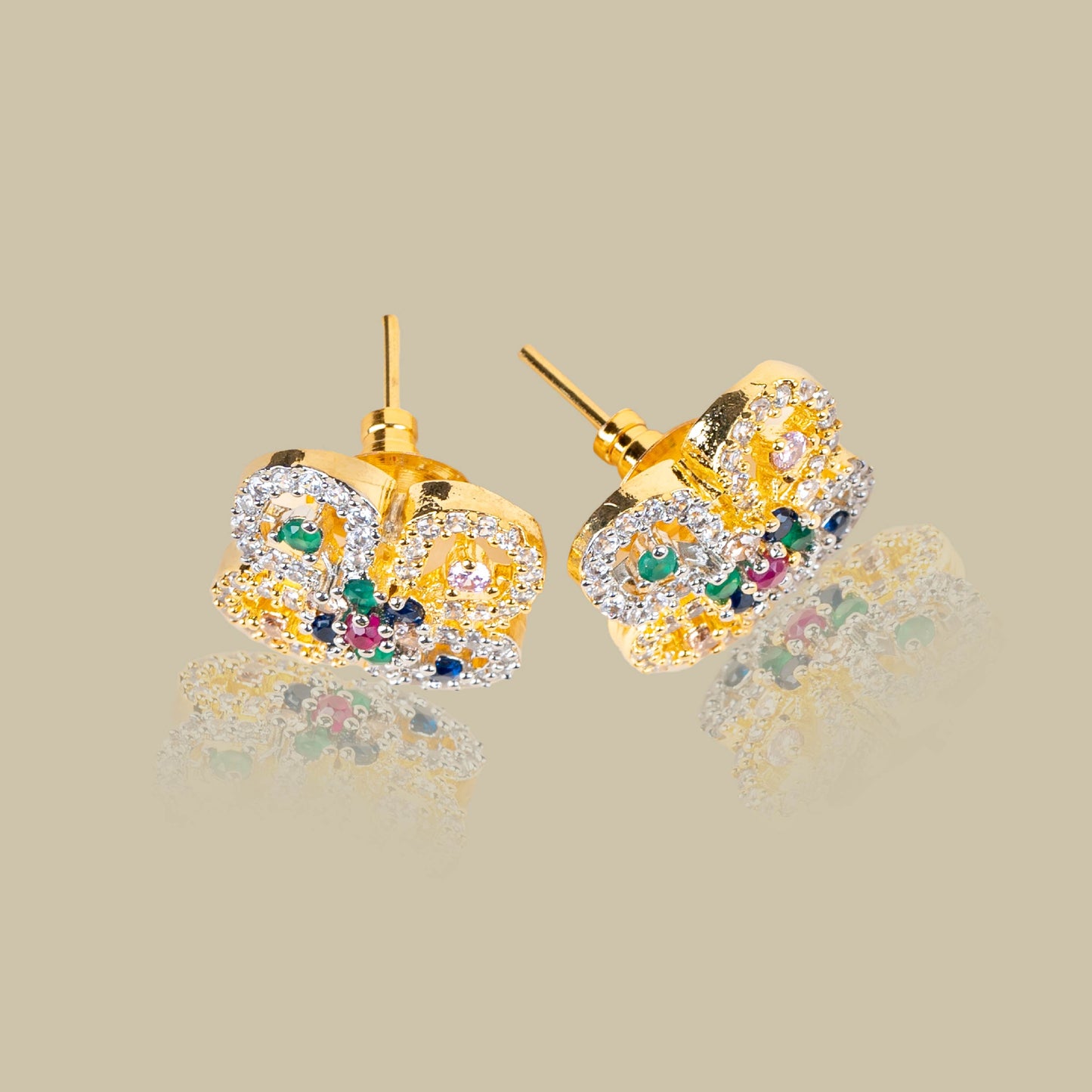 Minimalist American Diamond Floral Studs