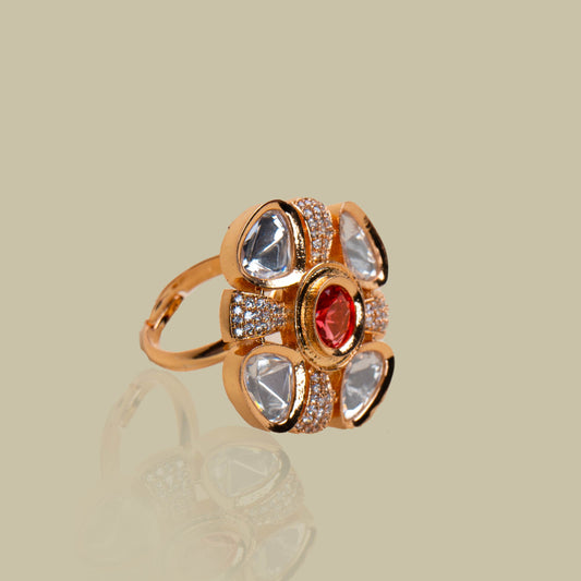 Sunburst Splendour Kundan Ring