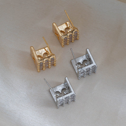 Crystal Pavé Square Stud Earrings