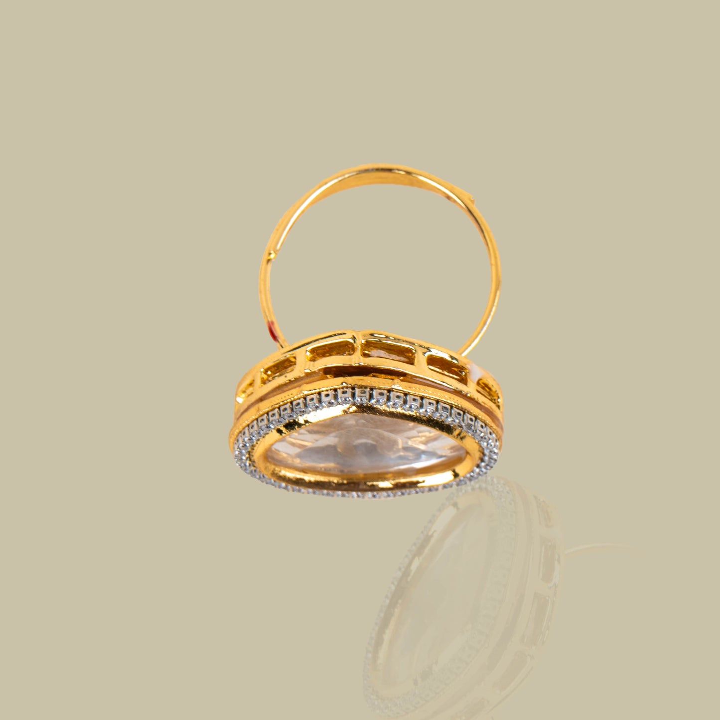 Moonstone Halo Kundan Ring