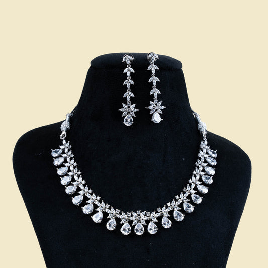 Floral Dew American Diamond Necklace