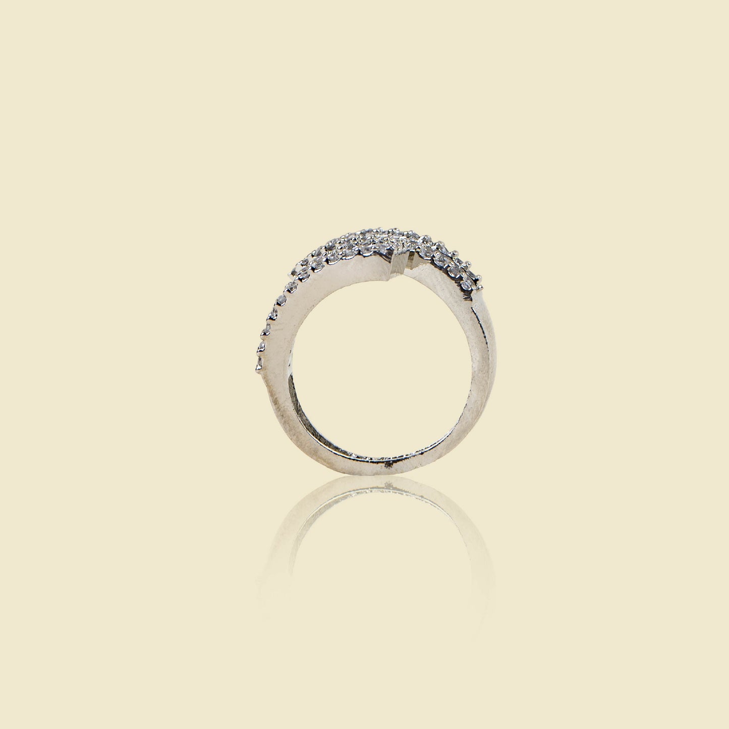 Zig Zac Crossover American Diamond Ring