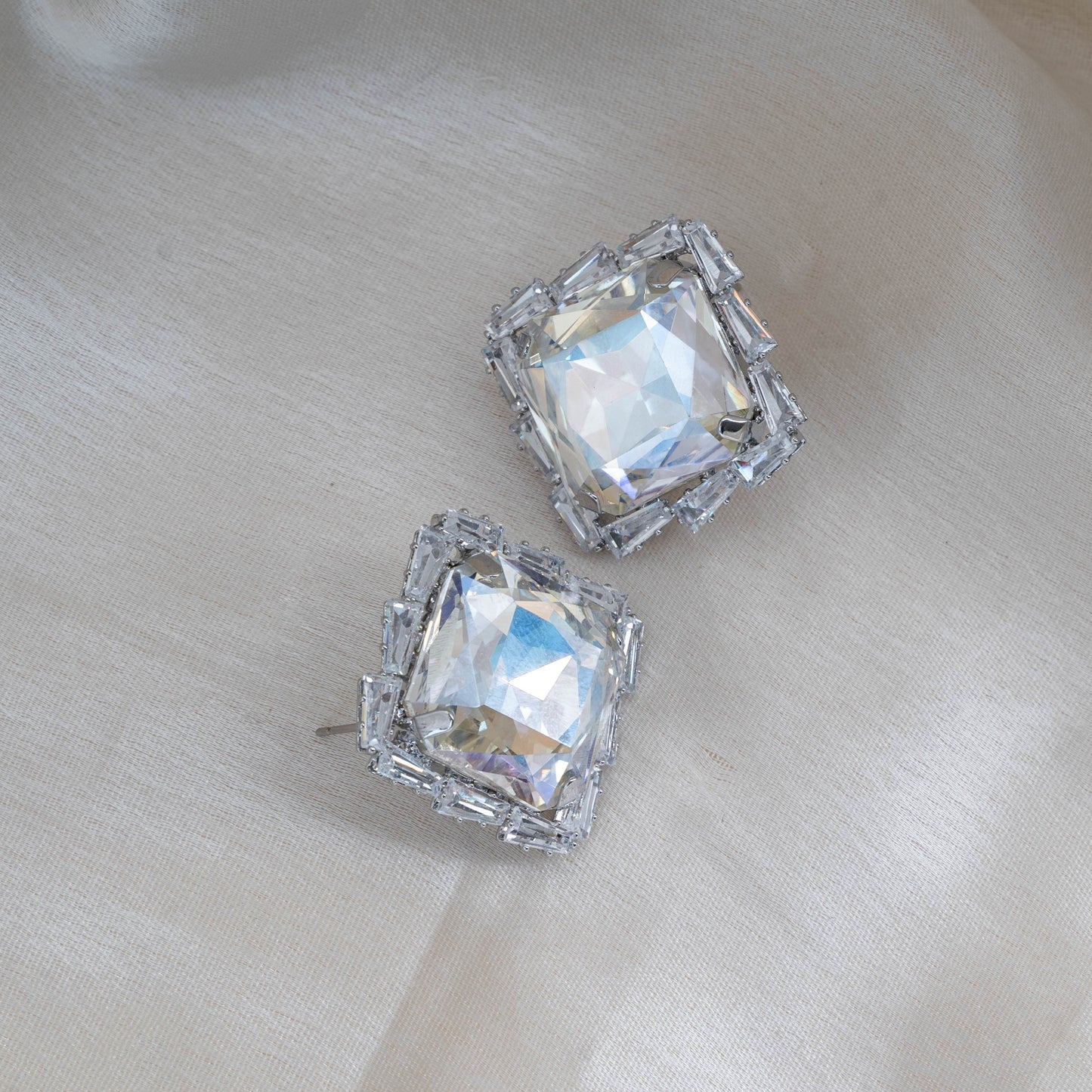 Glamorous Crystal Square Stud Earrings