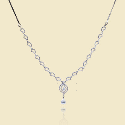 Sleek Twirly American Diamond Necklace