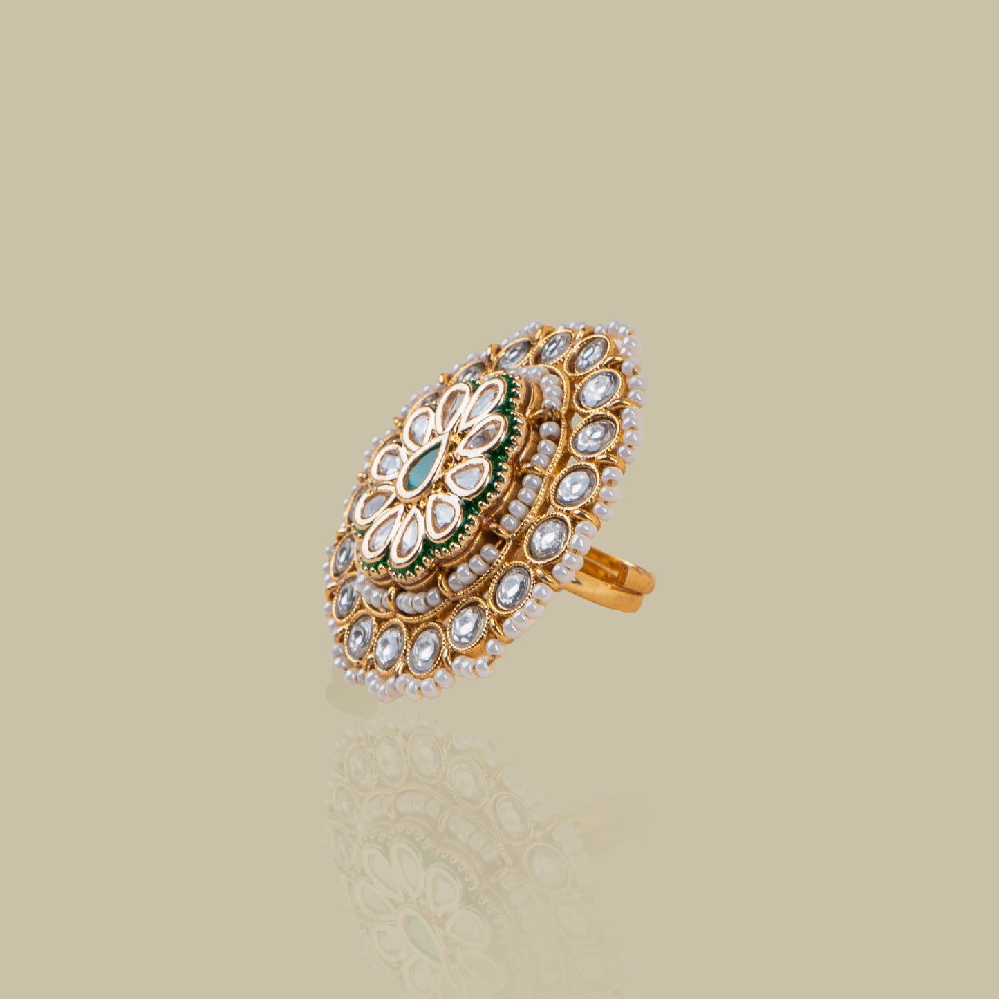 Mandala Statement Kundan Ring