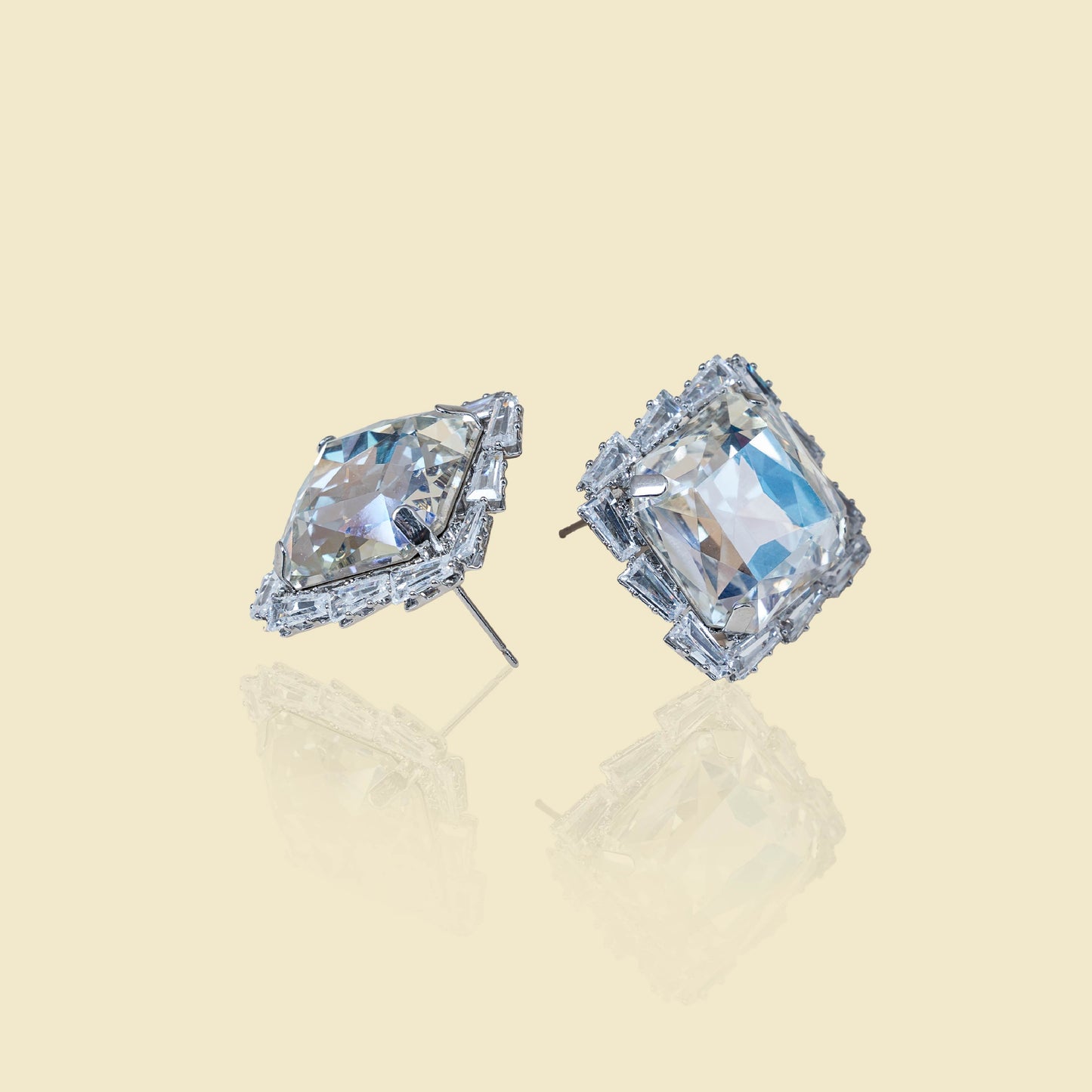 Glamorous Crystal Square Stud Earrings