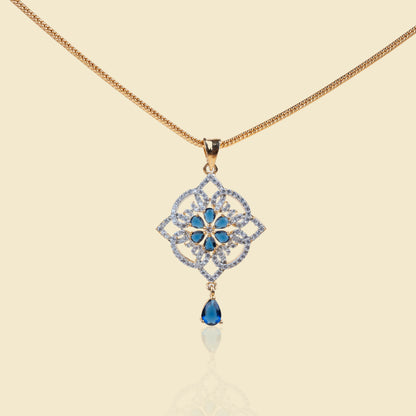 Floral Radiance American Diamond Pendant Set