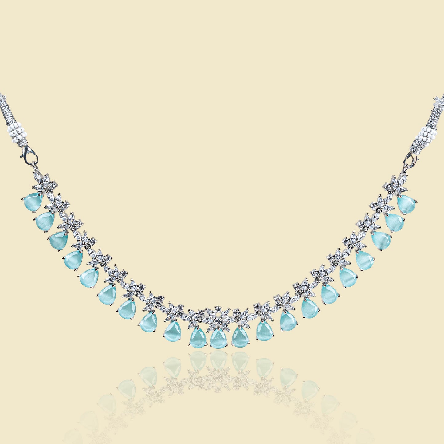 Floral Dew American Diamond Necklace