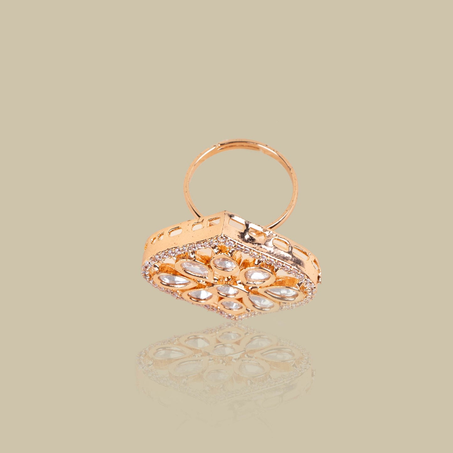 Lotus Radiance Kundan Ring