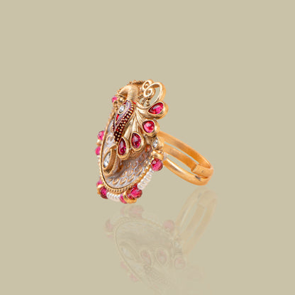 Royal Peacock Kundan Ring