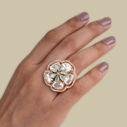 Lotus Blossom Kundan Ring