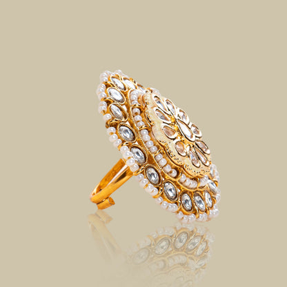 Mandala Statement Kundan Ring