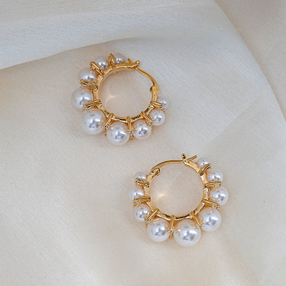 Pearl Adorned Hoop Earrings