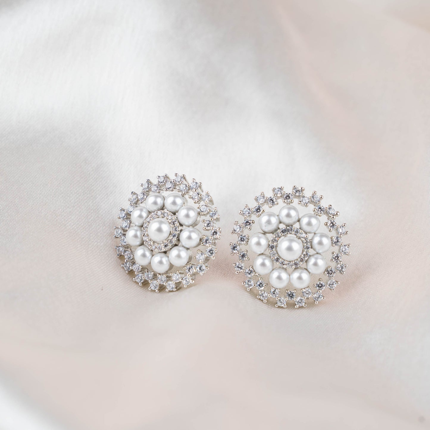 Pearl Embedded American Diamond Studs