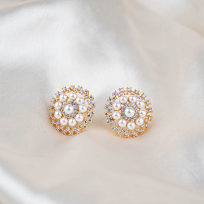 Pearl Embedded American Diamond Studs