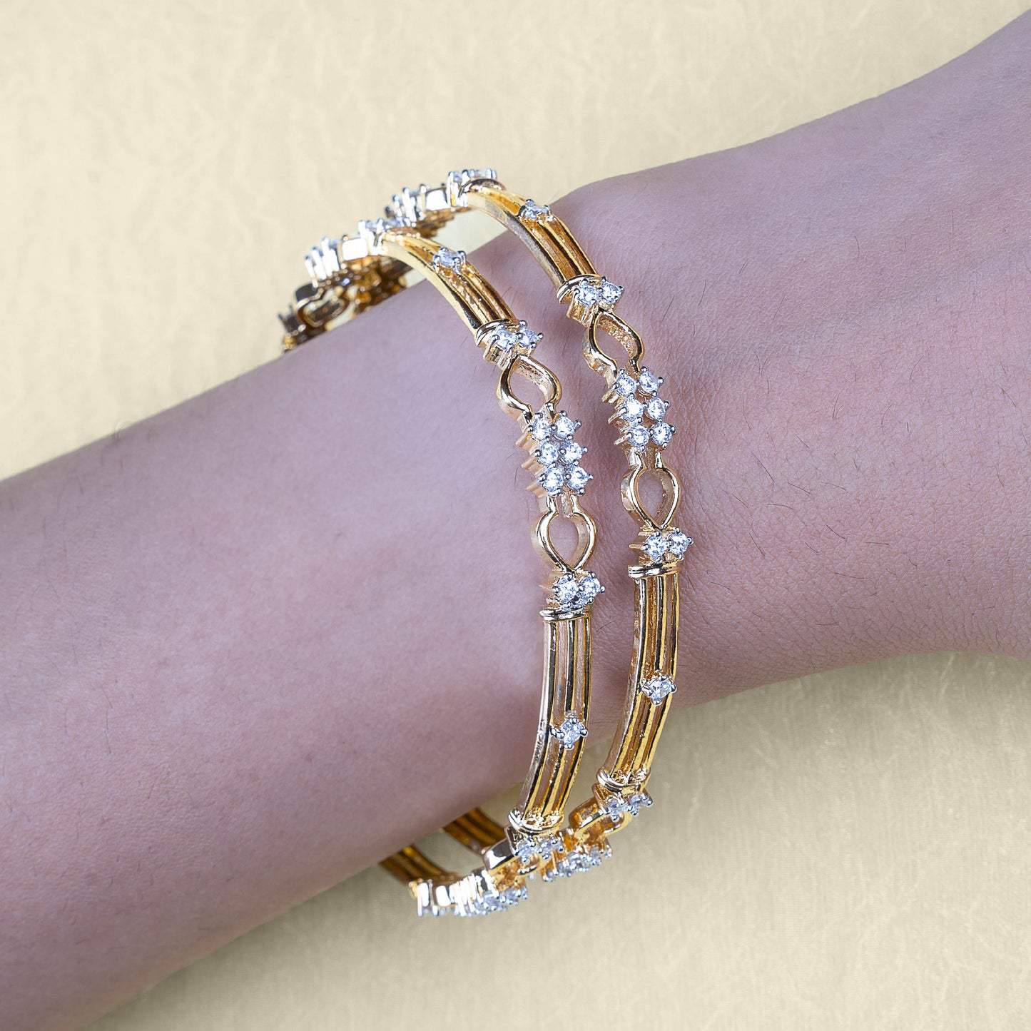 Sparkly Gold Delight American Diamond Bangles