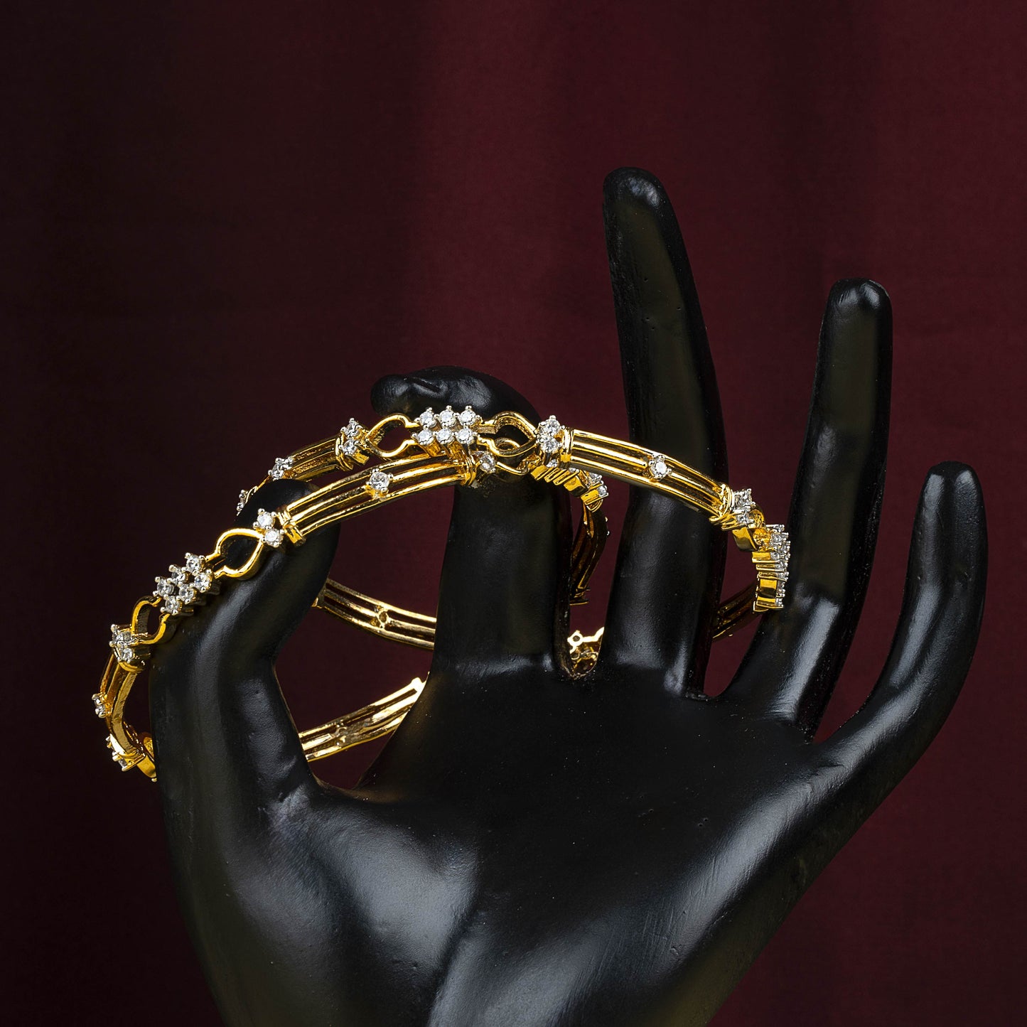 Sparkly Gold Delight American Diamond Bangles