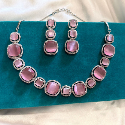 Gem Studded American Diamond Necklace